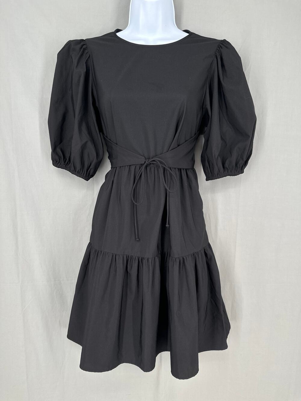 Zara Dress Medium Black Mini Tiered Witchy Corset Open Back Whimsigoth Cottage